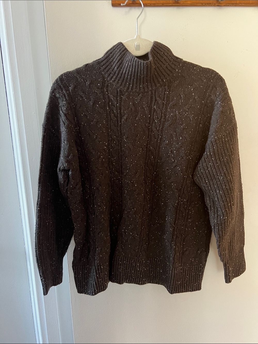 Joe Fresh Brown Speckled Cable Turtleneck Sweater